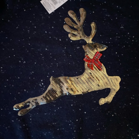 Adorable Reindeer Holiday Sweater Navy Blue Size Large - Picture 2 of 3